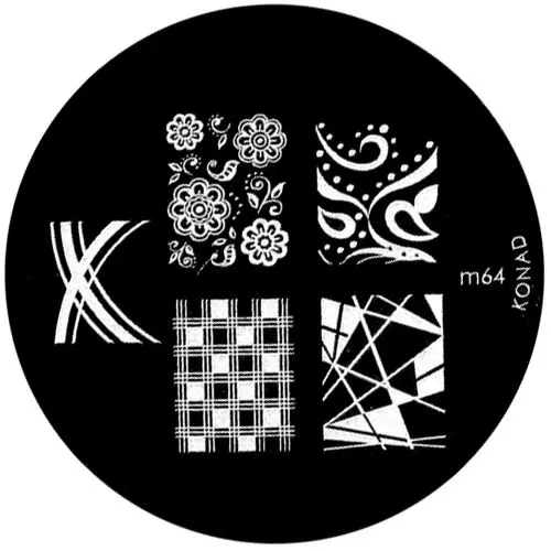 Kovová destička na zdobení nehtů razítkováním, m64