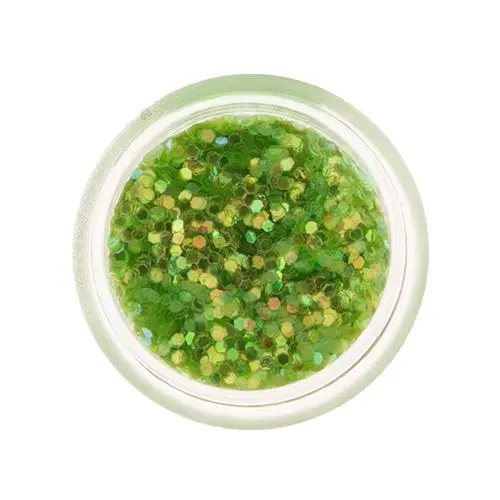 Zelené konfety, 1mm - holografické šestihrany