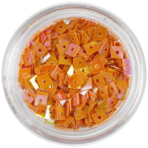 Oranžový čtvereček - nail art ozdoba s dírkou