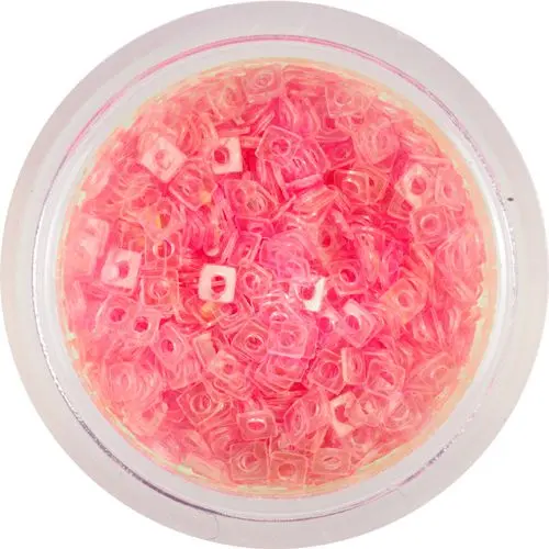 Průhledné ozdobné čtverečky s dírkou - lososové