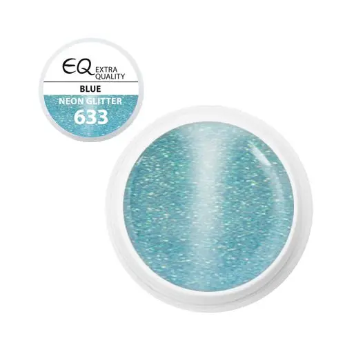 Barevný UV gel - 633 Neon Glitter Blue, 5g