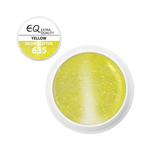 Neon Glitter Yellow 635 - barevný UV gel, 5g