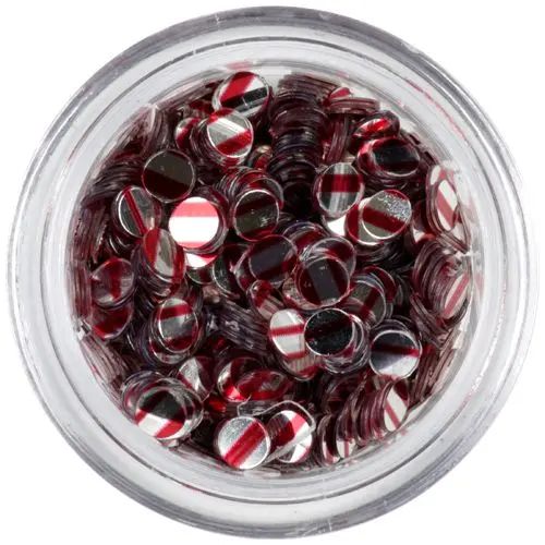 Flitry - stříbrné, červené proužky