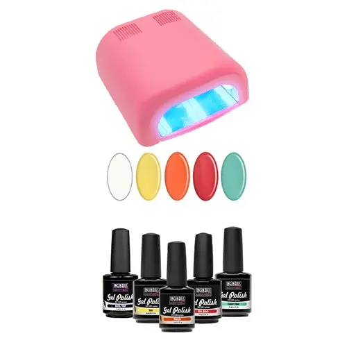 UV/LED systém - zkušební sada 5x15ml + 4.z. růžová lampa 36W
