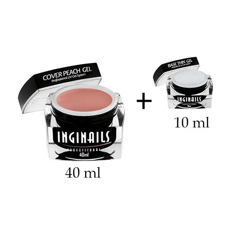Sada Inginails Professional - UV gel Cover Peach 40 ml + UV gel Base Thin Gel 10 ml