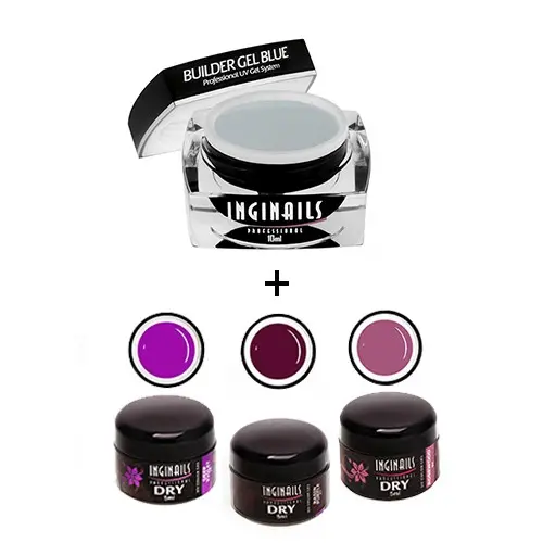 SADA Inginails Professional Vivid Violet - Builder Gel Blue 10ml + 3ks DRY Color gel