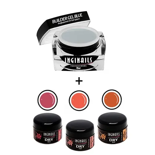 SADA Inginails Professional Dusk - Builder Gel Blue 10ml + 3ks DRY Color gel