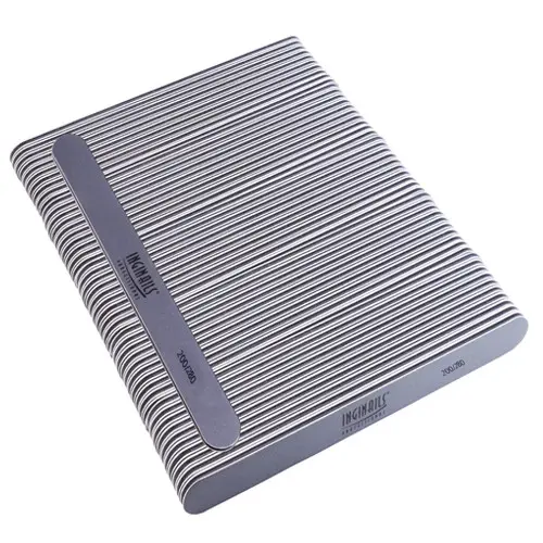 50ks-Inginails Professional Pilník na nehty, šedý rovný s černým středem, omyvatelný a dezinfikovatelný 280/280