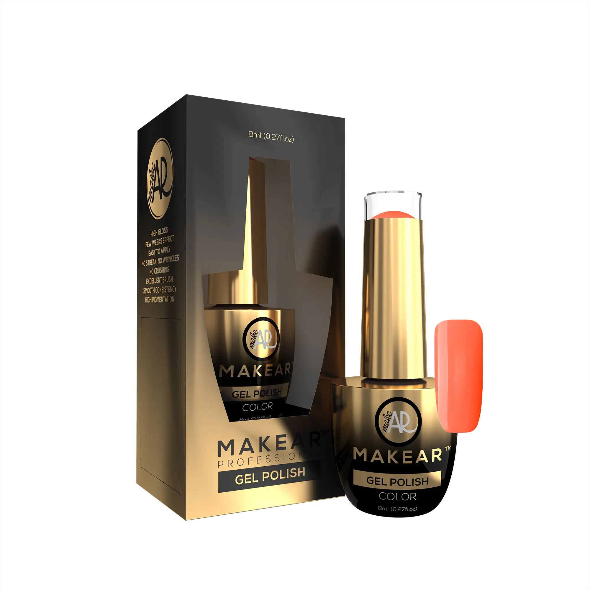 Makear Barevný gel lak - Neon salmon orange - N28, 8ml