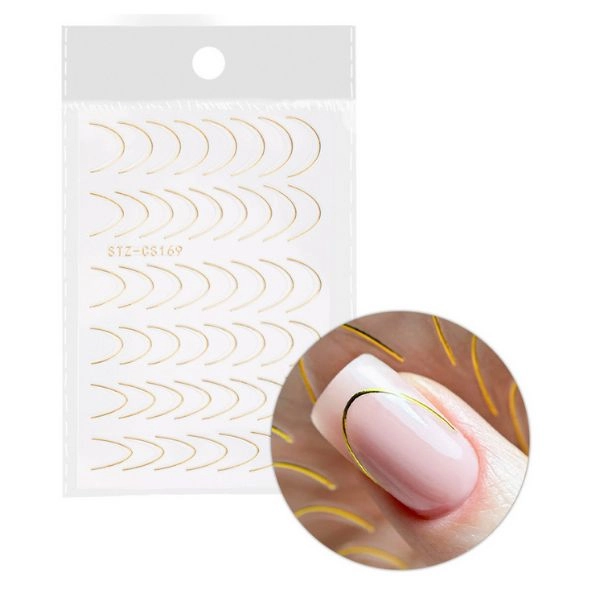 Samolepky na nehty - French Smile Line 48ks, zlaté - STZ-CS169