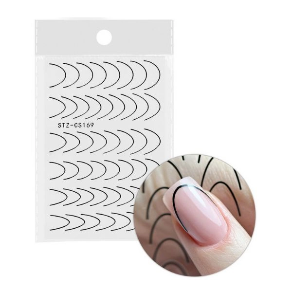 Samolepky na nehty - French Smile Line 48ks, černé - STZ-CS169