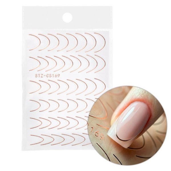 Samolepky na nehty - French Smile Line 48ks, růžově zlaté - STZ-CS169