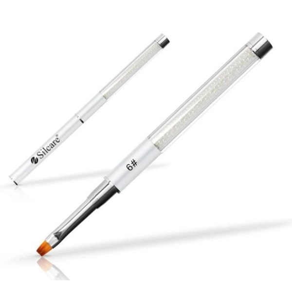 Štětec na gel č. 6 - s bílymi perličkami