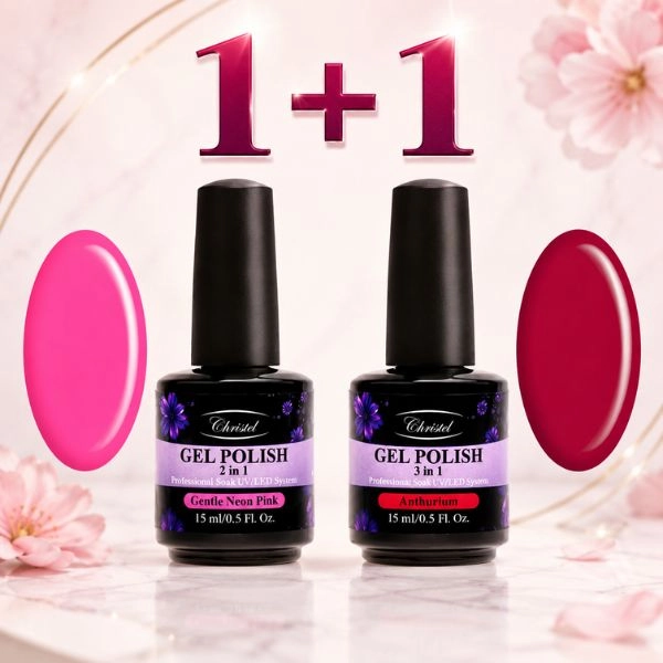 Christel Gel lak na nehty 2v1 – Gentle Neon Pink 15 ml + AKCE: Gel lak Anthurium 15 ml ZDARMA