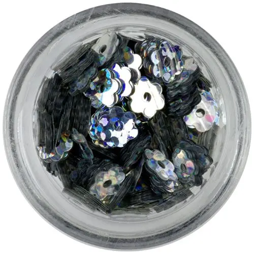 Stříbrné kvítky s dírkou - hologramový odlesk