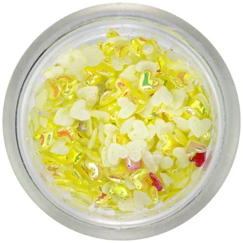 Nehtové látkové ozdoby - žlutá srdíčka