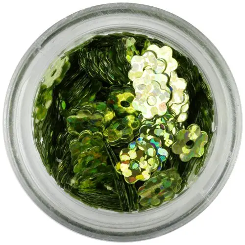 Nail art kvítek - olivově zelený, hologram