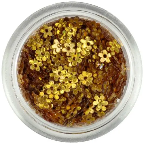 Nail art kvítky - zlaté