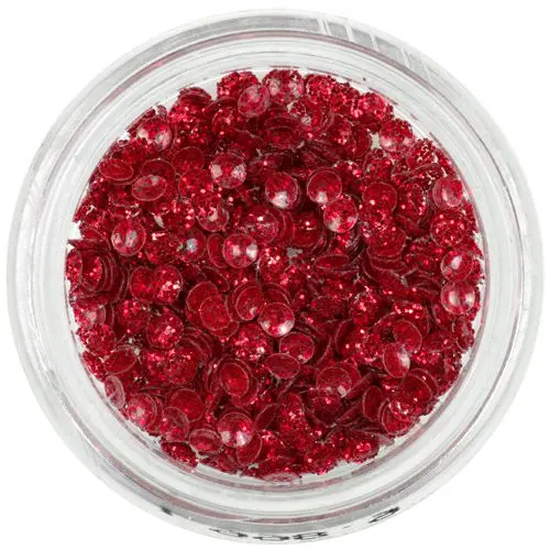 Červená nail art ozdoba - 3D mušle, třpytivá