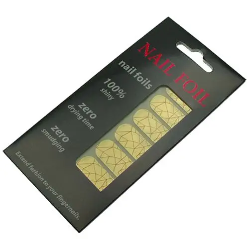 Nálepky na nehty - zlaté s červenými čárkami (SNF046)