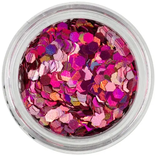 Ozdobné šestihrany - holografické, růžové