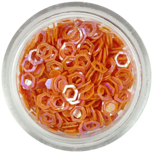 Ozdobné konfety - oranžové šestihrany