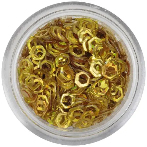 Ozdobný šestihran - sytě zlatý, hologram