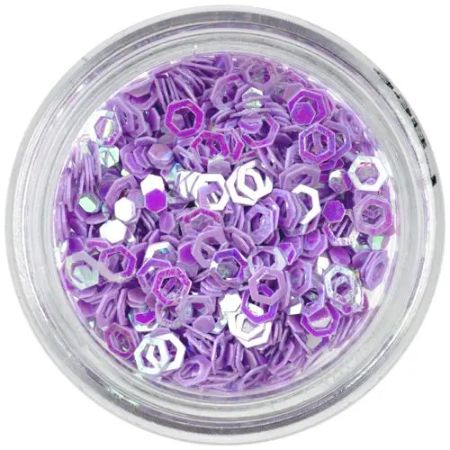 Flitry- šestihranné obrysy, světle fialové