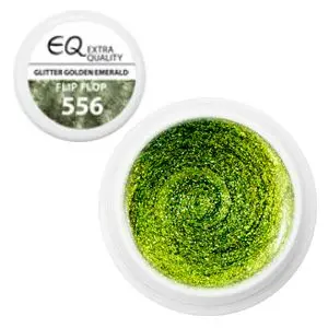 Barevný 5g UV gel na nehty – 556 Flip Flop - Glitter Golden Emerald