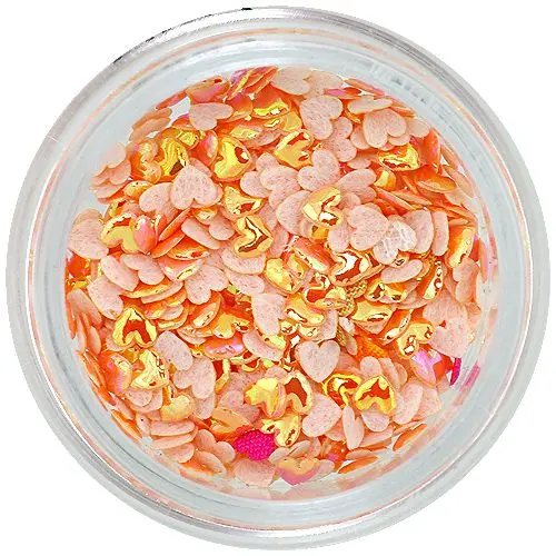 Dekorace na nehty - oranžová 3D srdíčka