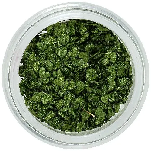 Dekorace na nehty - olivově zelené látkové srdíčka