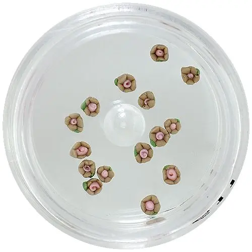 Světle hnědé akrylové kytičky na zdobení nehtů