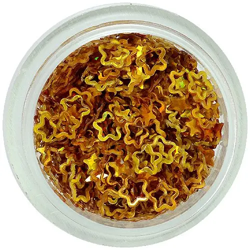 Zlaté kytičky na nehty - obrysy, hologramové