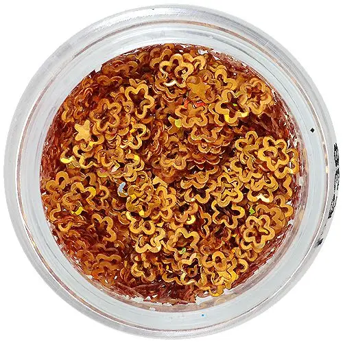 Hologramové ozdobné konfety - obrysy zlatých kvítků