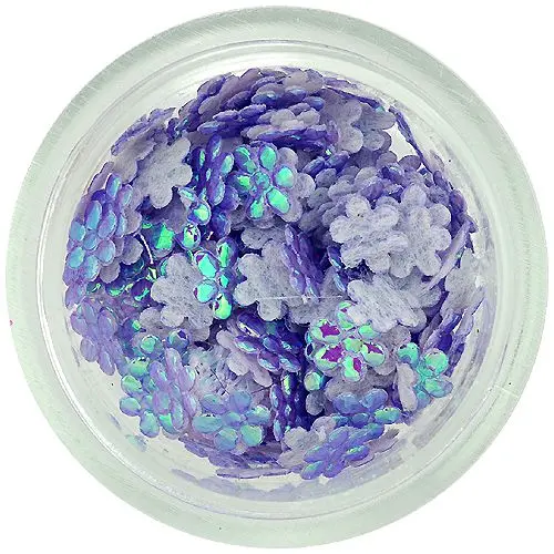 Perleťově světle fialové látkové kvítky na zdobení nehtů