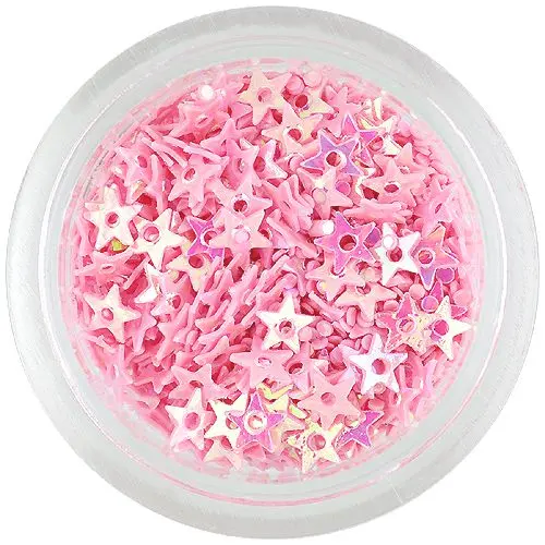 Ozdoby na nehty - hvězdičky s dírkou, světle růžové