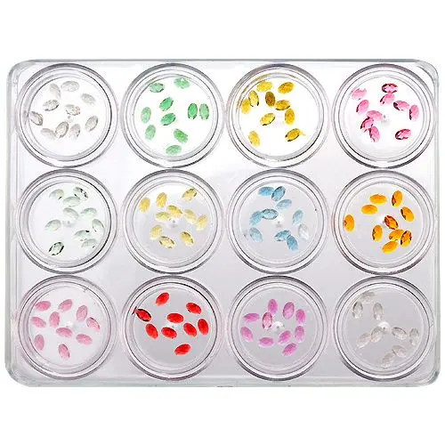 Ovál 5X3mm - ozdobná sada na nehty, 12ks