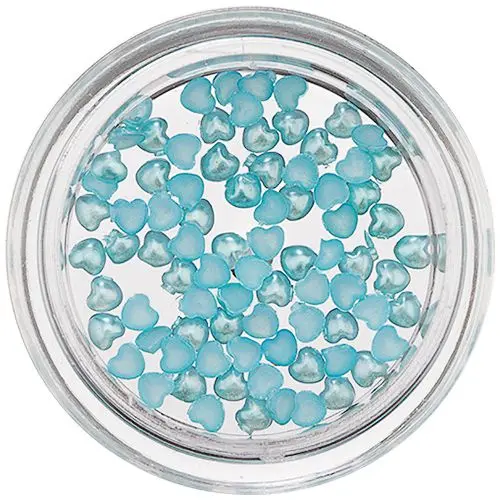 Perleťové ozdoby ve tvaru srdíčka - tyrkysově modré