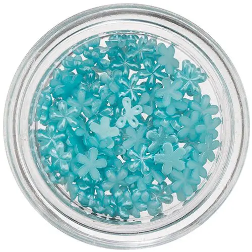 Perleťové ozdoby ve tvaru kvítku - tyrkysově modré