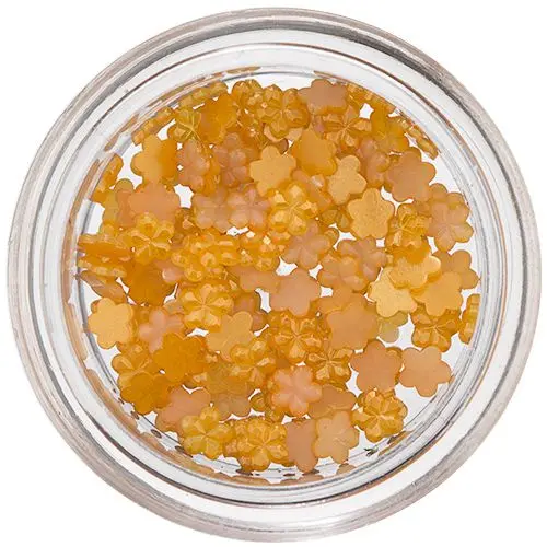Malé kvítky na zdobení nehtů - oranžovožluté, perleť