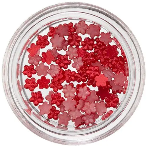 Malé kvítky na zdobení nehtů - červené, perleť