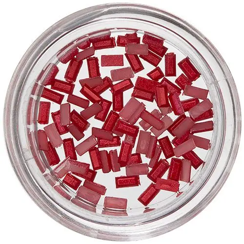 Obdélníky na zdobení nehtů - červené, perleť