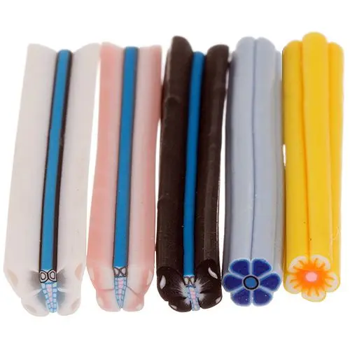 Motýl a květ - Fimo ozdobné tyčinky, 5 ks