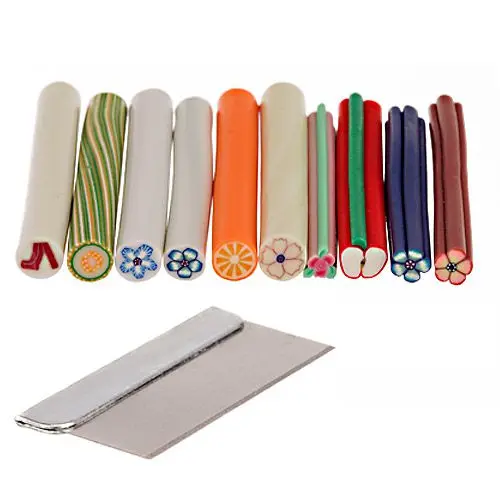 Fimo Nail Art - mix, ozdobné tyčinky 10ks + řezák