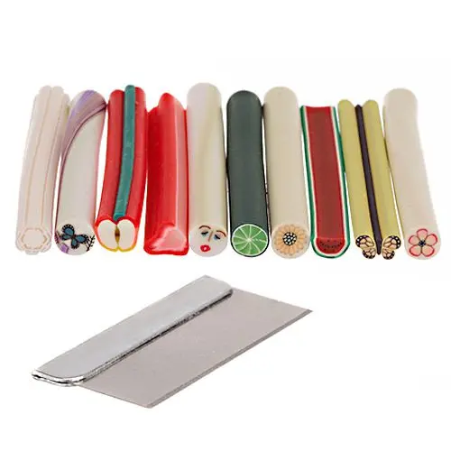 Ozdobné tyčinky Fimo Nail Art, 10ks - mix + řezák