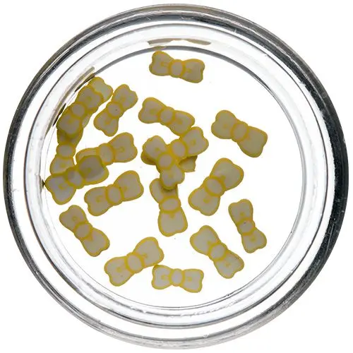 Fimo ozdoba na nehty – nařezané mašličky, žluto-bílé