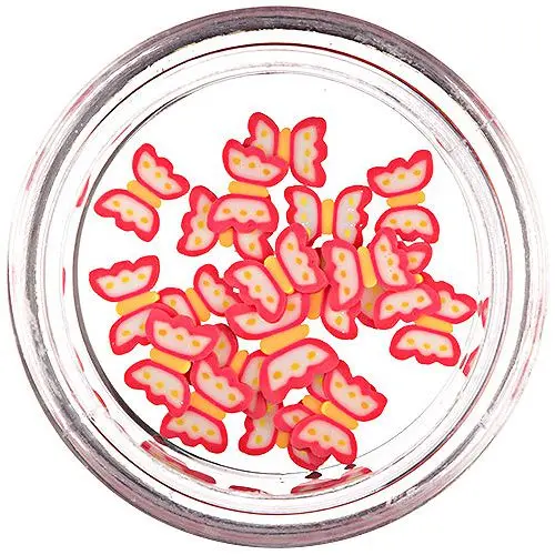 Fimo ozdoba na nehty – nařezaní motýli, červeno-bílí