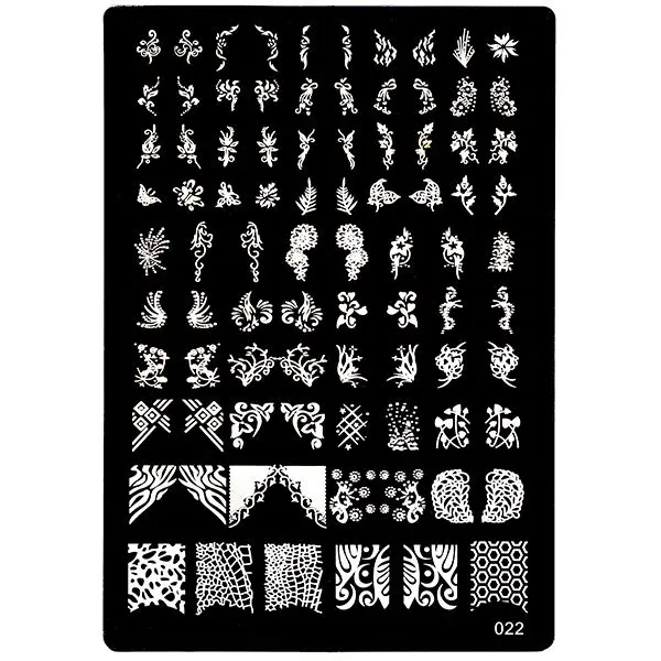 Kovová destička XL na zdobení nehtů razítkováním, 022